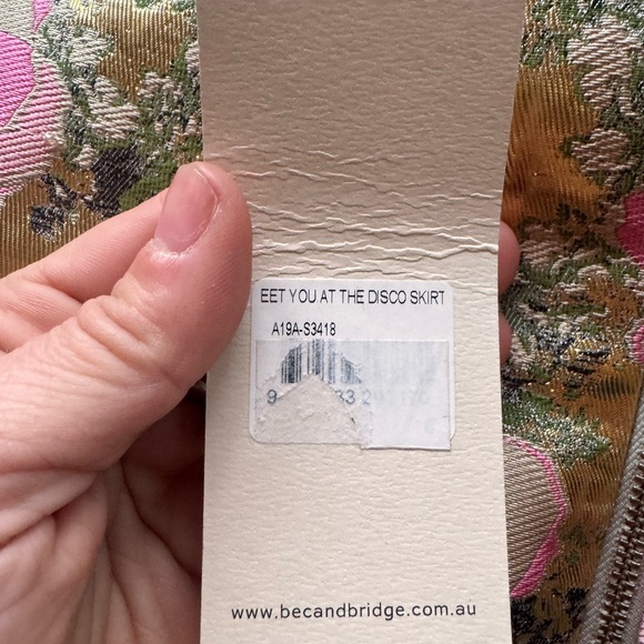 bec + bridge Meet Me at the Disco Gold and Pink Floral Mini Skirt - Picture 6 of 7